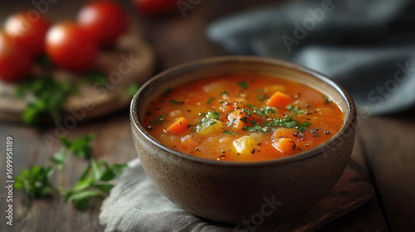 Obraz tomato soup with basil