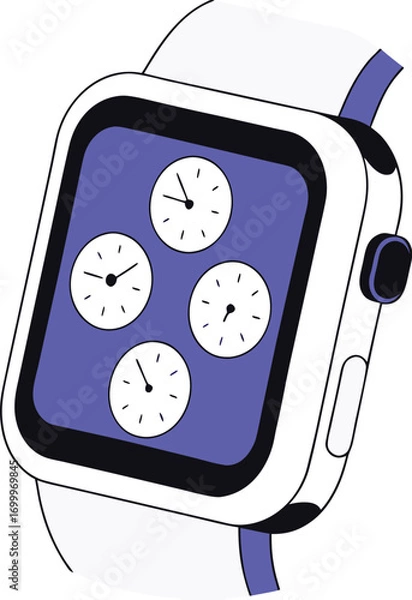 Fototapeta Minimalist smartwatch icon design with clean lines representing wearable technology, digital timekeeping, and modern gadget