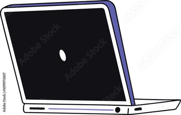 Fototapeta Minimalist laptop icon in simple black and white line style, modern notebook computer symbol for apps, web and user interface design