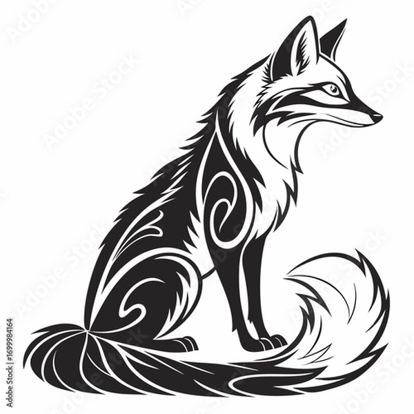 Fototapeta Stylized Tribal Fox Vector Art Illustration.