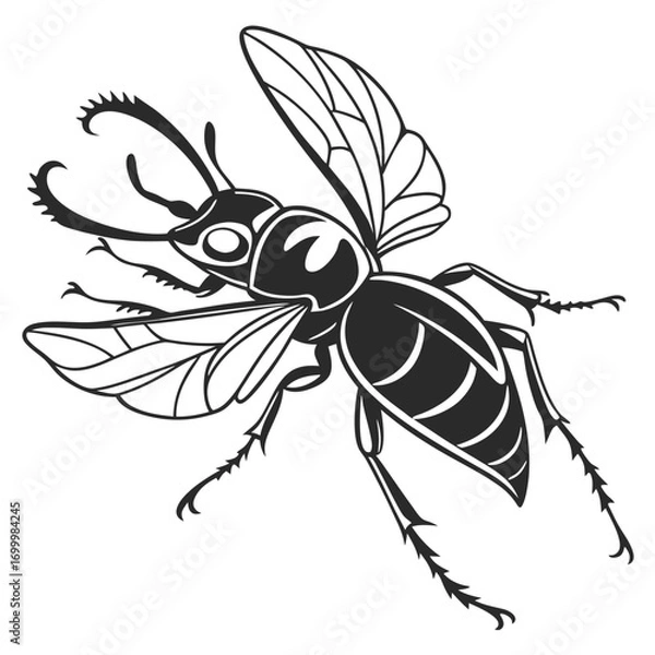 Obraz Stylized Wasp or Hornet Insect Illustration.