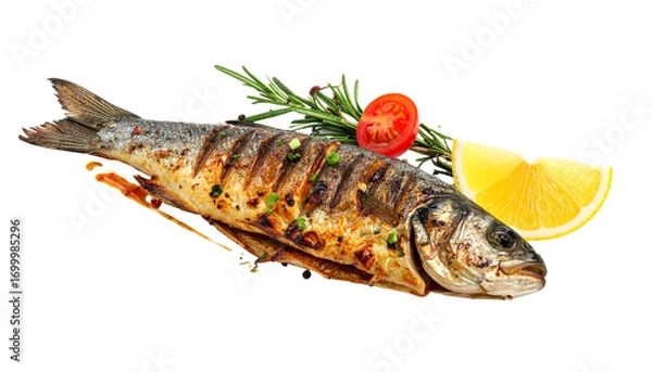 Obraz grilled fish isolated on transparent background