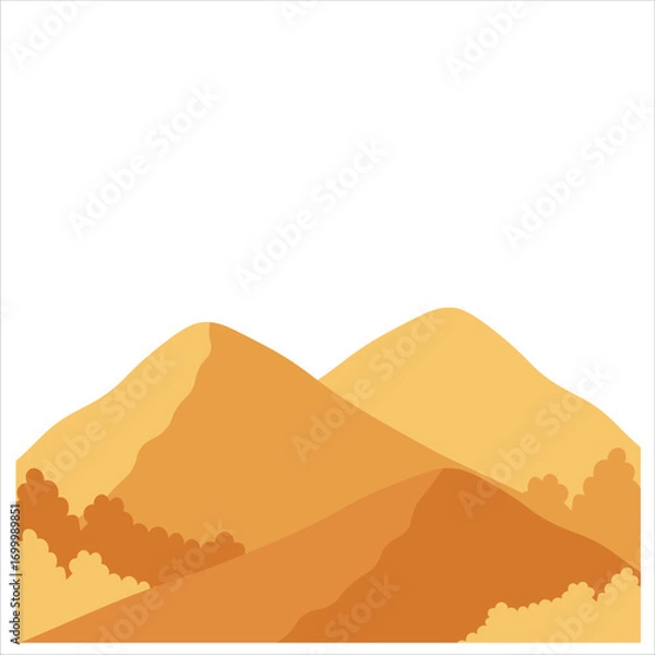 Fototapeta Flat Desert Mountain Vector Flat Illustration