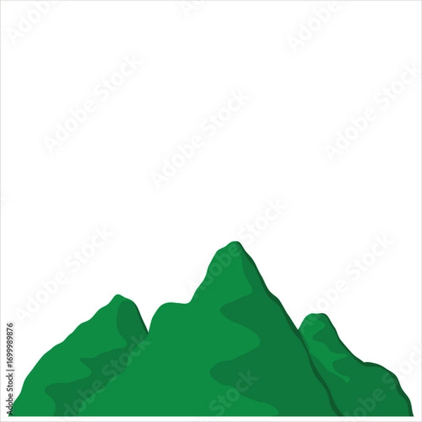 Fototapeta Flat Green Mountain Vector Flat Illustration