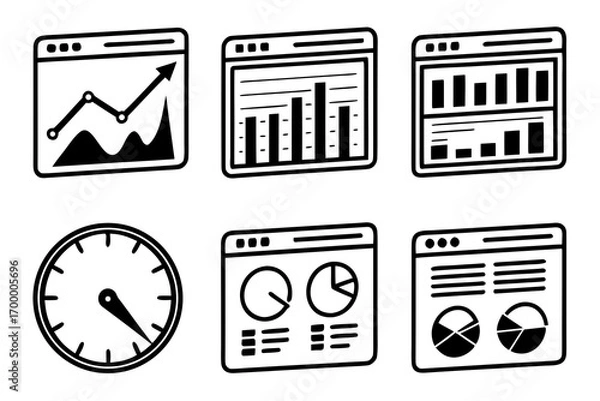 Fototapeta Collection of Business Analytics and Data Visualization Icons.