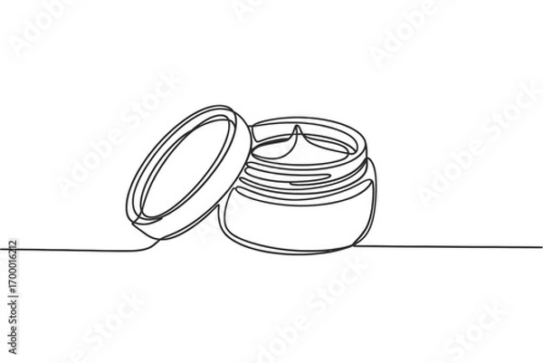 Fototapeta Minimalist line art drawing of an open cream jar