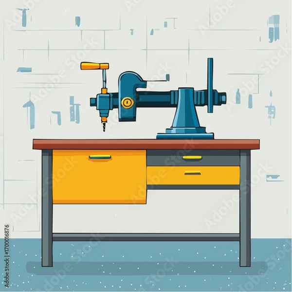 Fototapeta Pixel Art Illustration of a Vise Grip on a Workbench