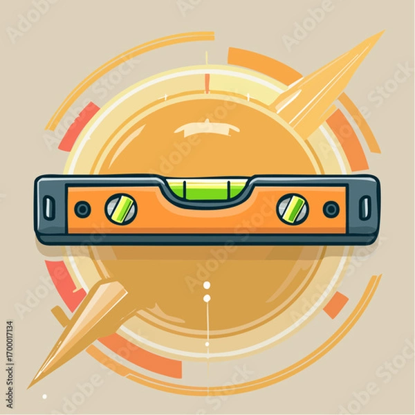 Fototapeta Orange Spirit Level Tool With Abstract Design