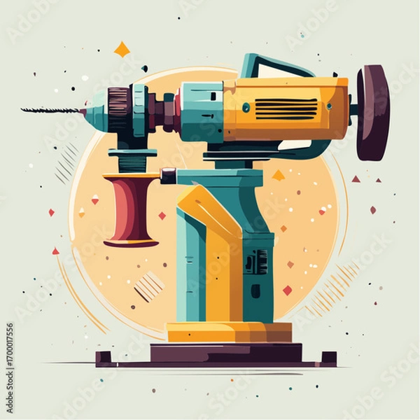 Fototapeta Pixel Art Power Drill with Abstract Background