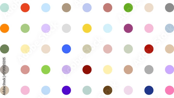Fototapeta White seamless pattern with colorful drops. Polka dot background. Cute wallpaper with circle.