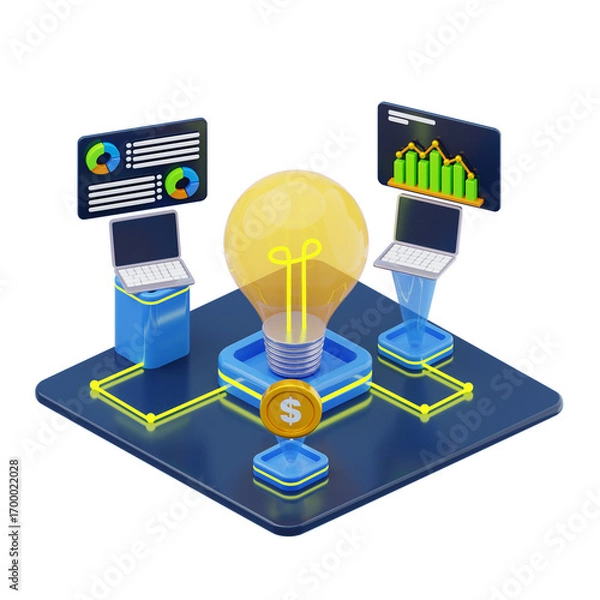 Obraz 3d isometric business idea concept
