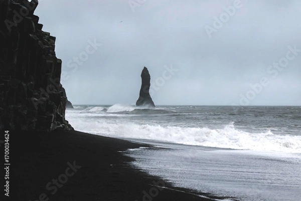 Obraz Balast columns on black sand beach in Iceland