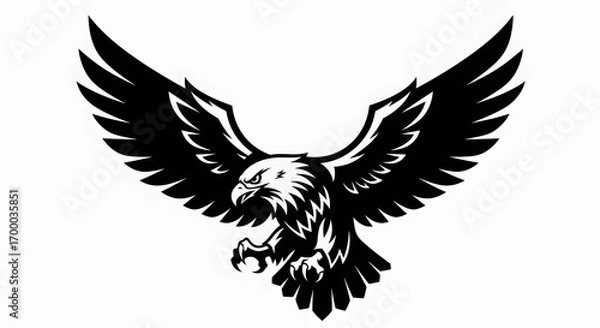 Fototapeta Black and White Eagle Logo Design with Bold Wings and Sharp Features for Symbolic Branding