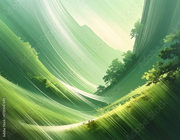 Obraz Abstract green valley, motion blurred