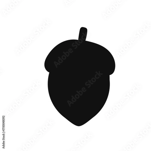 Obraz Black silhouette acorn icon. Perfect vector for autumn designs, fall decorations, harvest festivals, gardening projects and seasonal graphics.