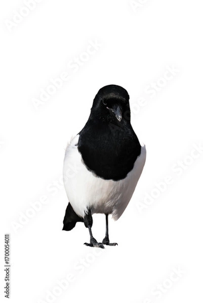Fototapeta Eurasian magpie or common magpie (Pica pica) isolated, png with no background. 