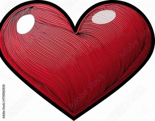 Fototapeta red heart patch with black outline