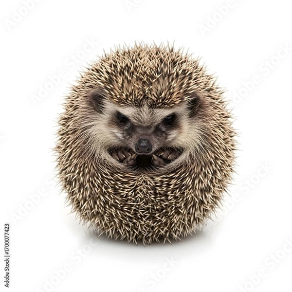 Obraz Curled African Pygmy Hedgehog on White