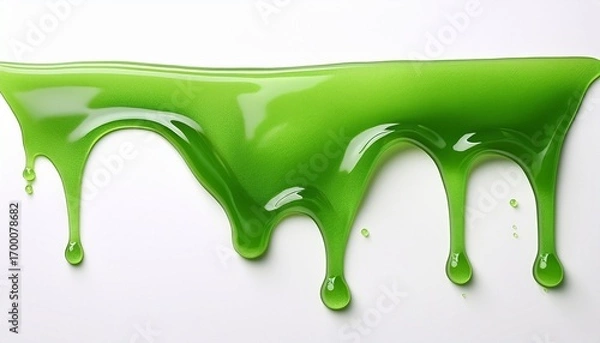 Obraz green slime drip isolated on white background