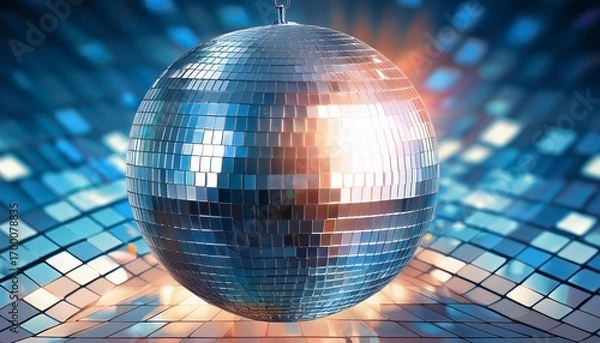 Fototapeta reflective disco ball with mirrored tiles