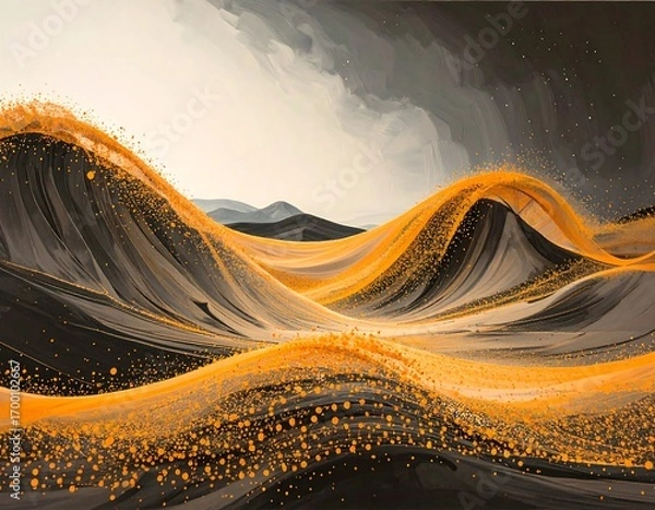 Obraz Abstract landscape with dynamic waves