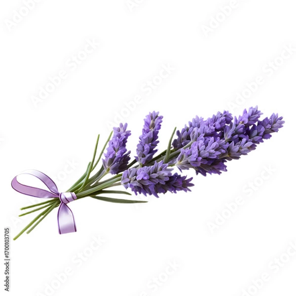 Fototapeta Lavender Bundle with Ribbon ,lavender flowers isolated on white background