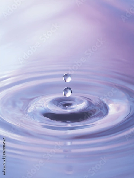 Fototapeta 水滴と波紋の水面背景