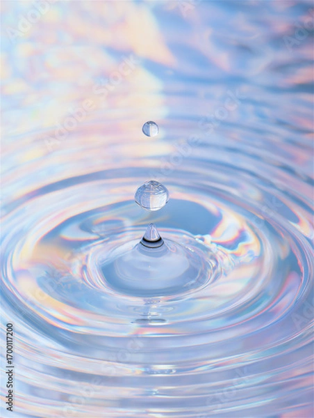 Fototapeta 水滴と波紋の水面背景