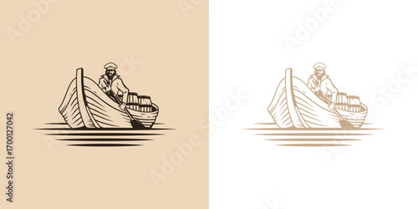 Fototapeta SAILOR ON BOAT LOGO