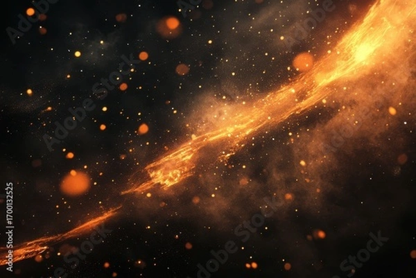 Fototapeta Fiery explosion abstract wallpaper background with glowing particles