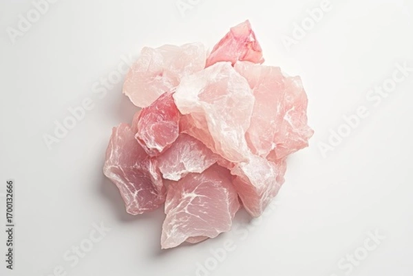 Fototapeta Fresh raw grouper fish fillet chunks for healthy meal preparation diet