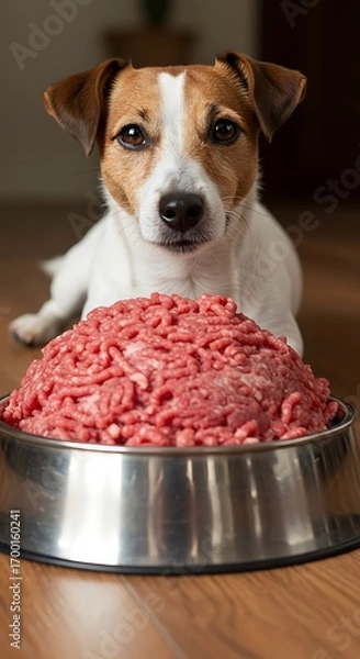 Obraz Puppy's Raw Feast: Awaiting Dinner