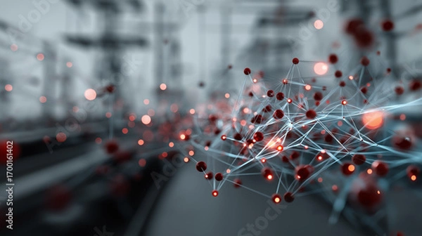 Fototapeta 6G. Data Speed. Quantum Communication. High-detail 3D render of quantum data particles visualizing advanced technology concepts.
