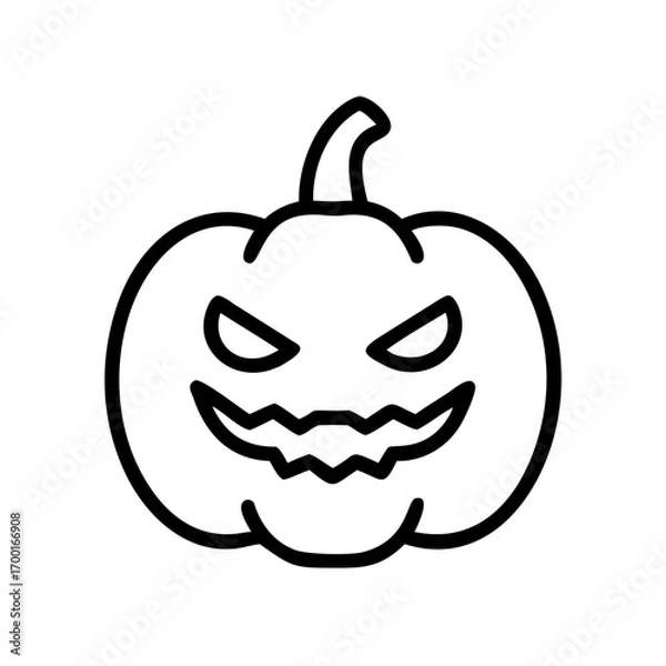 Fototapeta A cute, smiling blue ghost with a funny tooth and happy pumpkin illustration for a Halloween cartoon vector