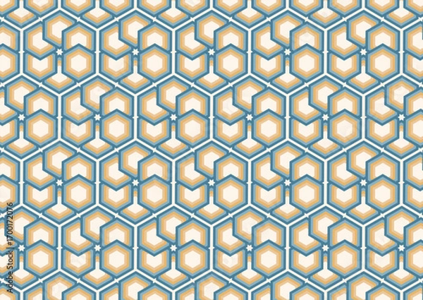 Fototapeta blue yellow hexagon pattern background vector design