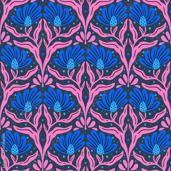 Fototapeta Seamless pattern floral illustration flower flat handrawing