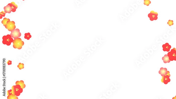 Fototapeta 梅の花が舞い落ちるイラスト：背景透過