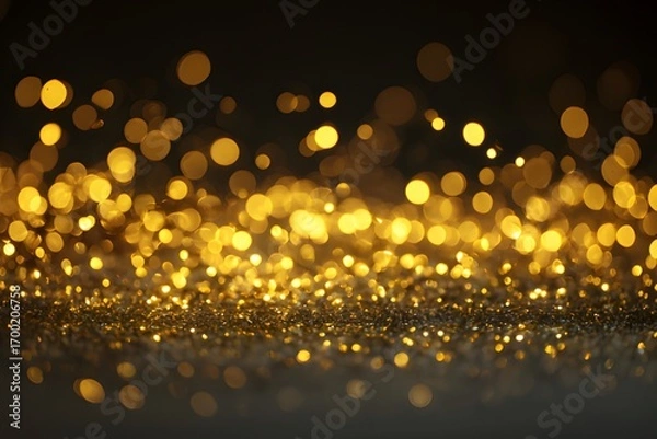 Fototapeta Golden glitter and shimmering bokeh lights abstract festive background