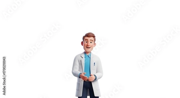 Fototapeta Animated Doctor Character, Friendly and Engaging, Studio Portrait.