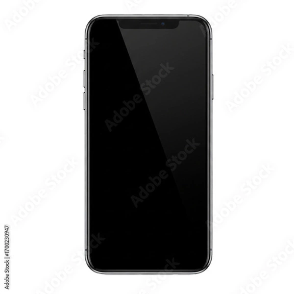 Fototapeta Freigestelltes PNG eines modernen Smartphones, schwarzes Display, dünner Rahmen