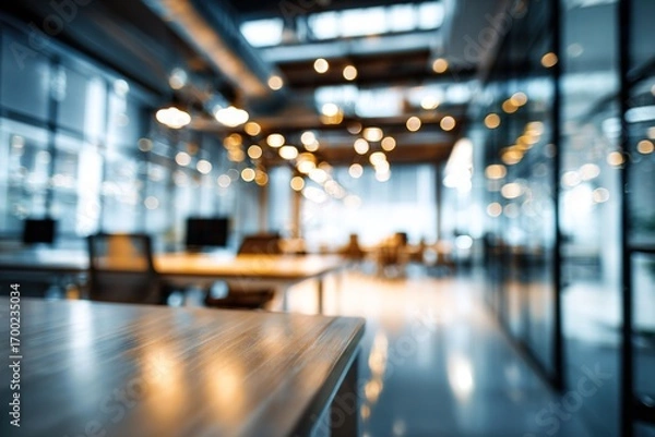 Fototapeta Beautiful blurred background of a light modern office  High quality photo. High quality