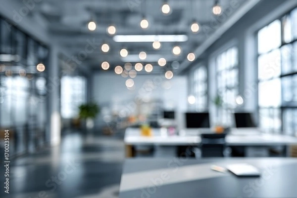 Fototapeta Beautiful blurred background of a light modern office  High quality photo. High quality