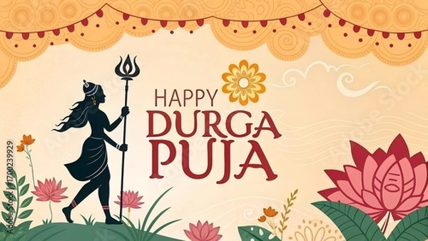 Fototapeta Durga Puja design vector, durga puja illustration, Durga face, Happy Durga Puja