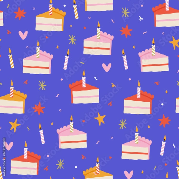 Fototapeta Birthday Cakes - Seamless Surface Pattern Design