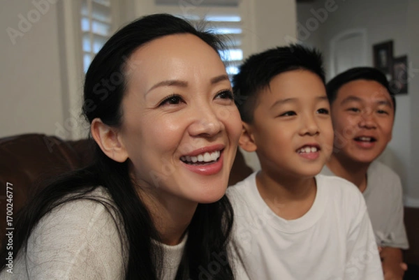 Fototapeta heartwarming family session at home overflowing with pride and happiness