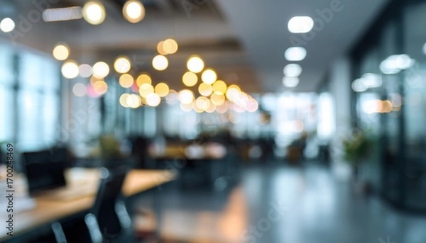 Fototapeta atmosphere around office blur background with bokeh light for corporate creative design. High quality