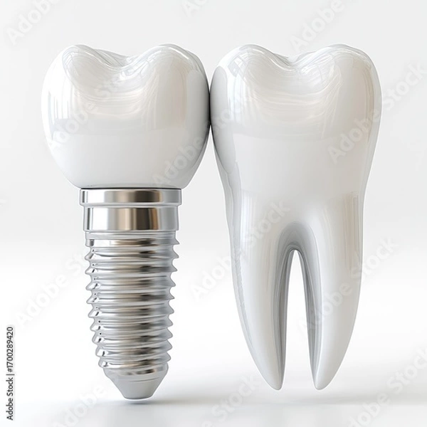 Fototapeta Dental implant isolated on white background. Dentistry, dental treatment, implant.