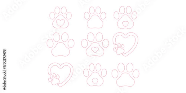 Fototapeta Dog paw prints isolated on transparent white background