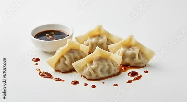 Fototapeta Dumplings & Dip: A Culinary Still Life