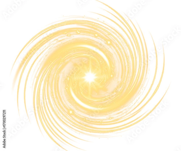 Fototapeta A Swirling Vortex of Golden Light and Cosmic Dust Isolated on a transparent background